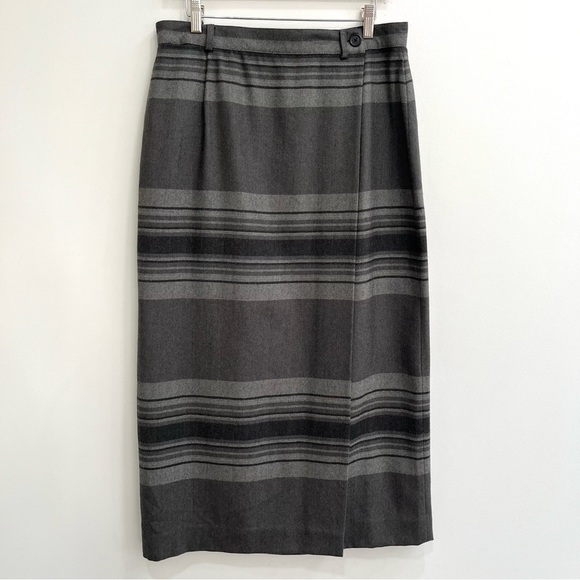 Lauren Ralph Lauren Dresses & Skirts - Vintage Lauren Ralph Lauren Wool Gray Wrap Skirt Maxi Blanket Skirt Size 14